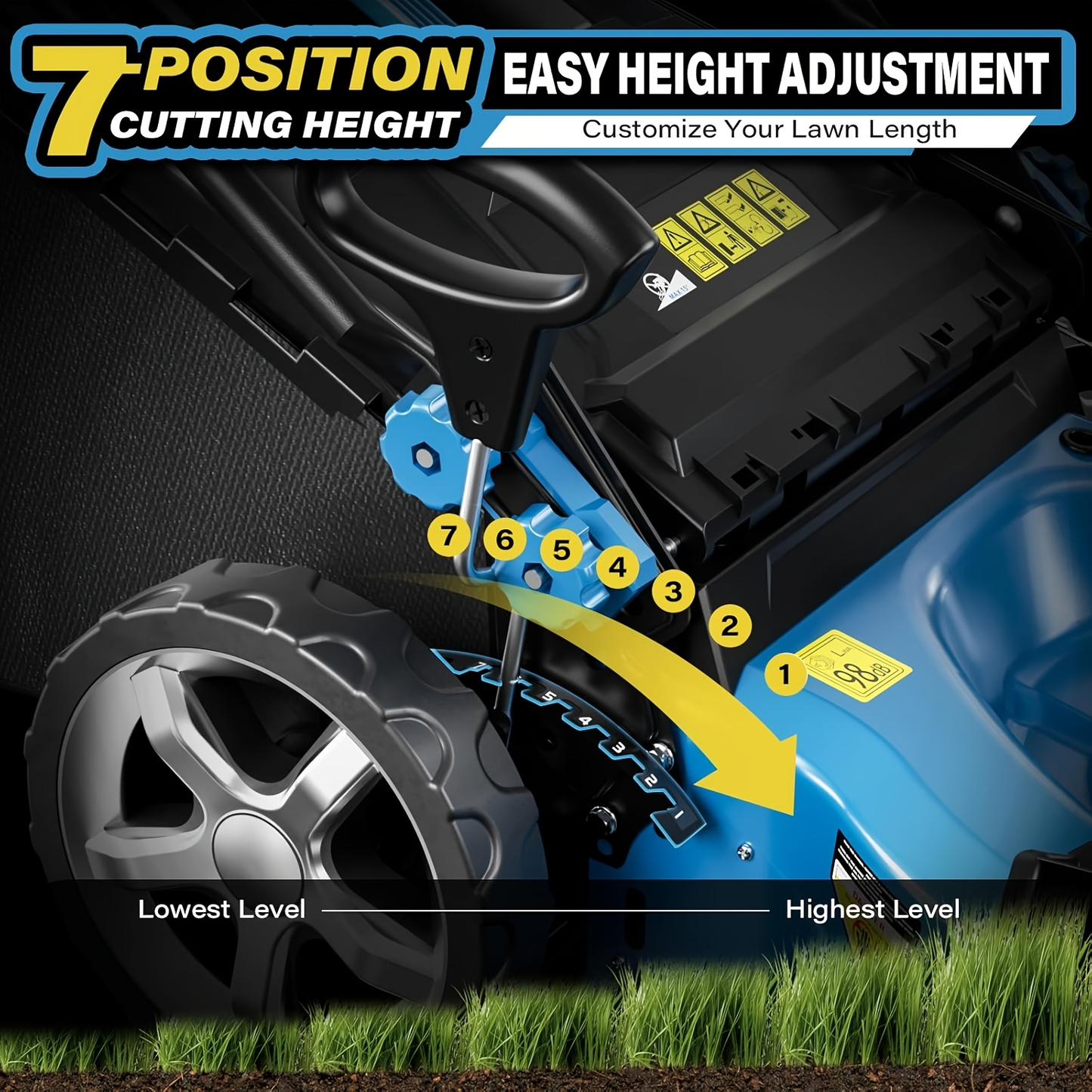 Self-Propelled Lawn Mower 21-Inch 201cc 4-Cycle Gas Engine, 7-Level Height Adjustment, 3-in-1 Mulching Bagging Side Discharge, Push & Self-Propelled