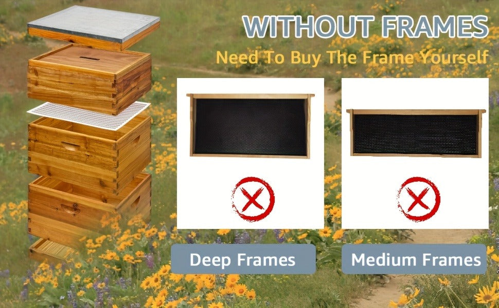 Langstroth Beehive Kit 3 Layer Beeswax Coated 2 Deep Boxes & 1 Medium Super — No Frames