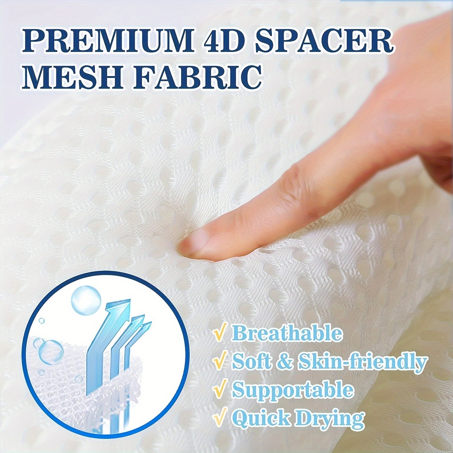 Bath Pillow 4D Air Mesh Neck Back Support with Anti-Slip Suction Cups Quick-Dry Machine Washable Luxury Bathtub Cushion Spa Relaxation Bathroom Accessory