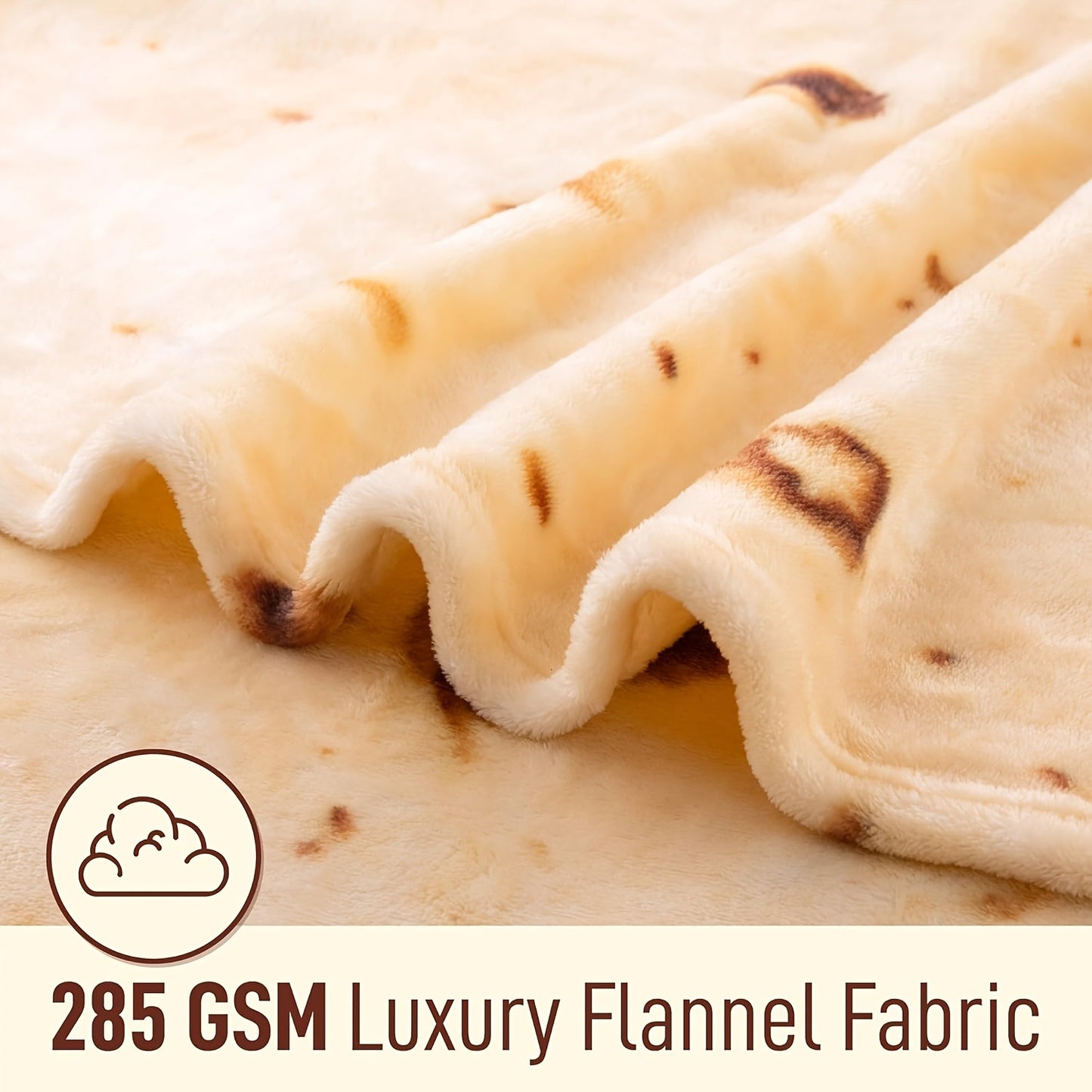 Tortilla Blanket Flannel 285GSM Soft Cozy Reversible Throw Blanket Funny Novelty Gift for Family Friends Mexican Food Burrito Round Blanket Multiple Sizes