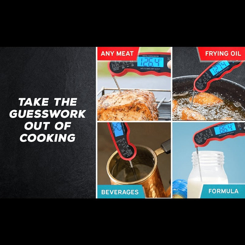 Meat Thermometer Instant Read - Digital Food Thermometer with Backlit Display for Cooking, BBQ, Grill & Oven, °C/°F Switch
