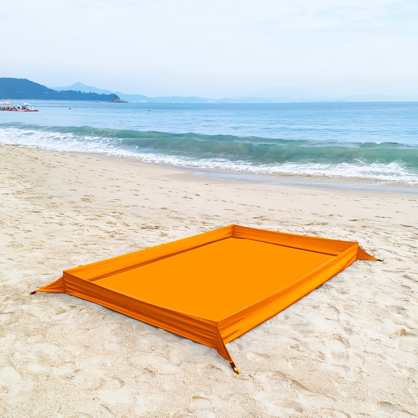 Beach Blanket with Sand Walls Fence Sandproof Waterproof 55x86in with 4 Stakes & Carry Bag for Family Picnic Camping Park Travel – 6 Printed Styles
