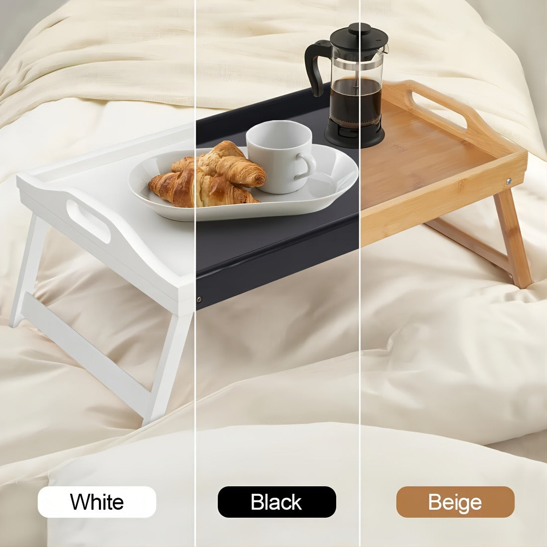 Bamboo Bed Tray with Folding Legs Large 19.5x12 Inch Lap Desk for Breakfast Sofa Laptop Reading Drawing Snack Tray Eco Friendly Foldable Portable Natural Bamboo