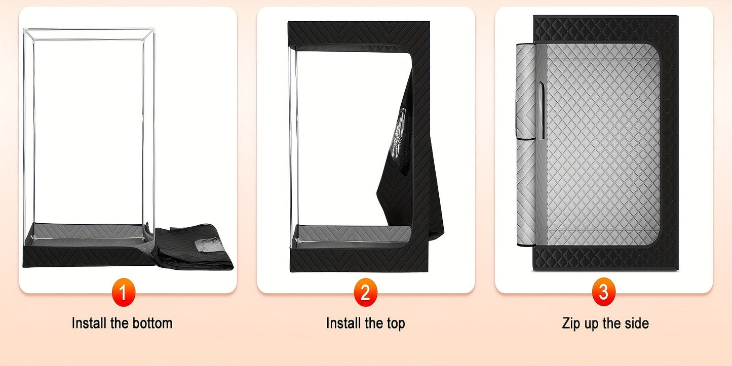 Double Person Sauna Tent 71x49x36in Extra Large 2-Person Steam Sauna Box for Home with 2 Steamers, Folding Chairs, Zipper Window & Anti-Dry Protection for Full Body Spa