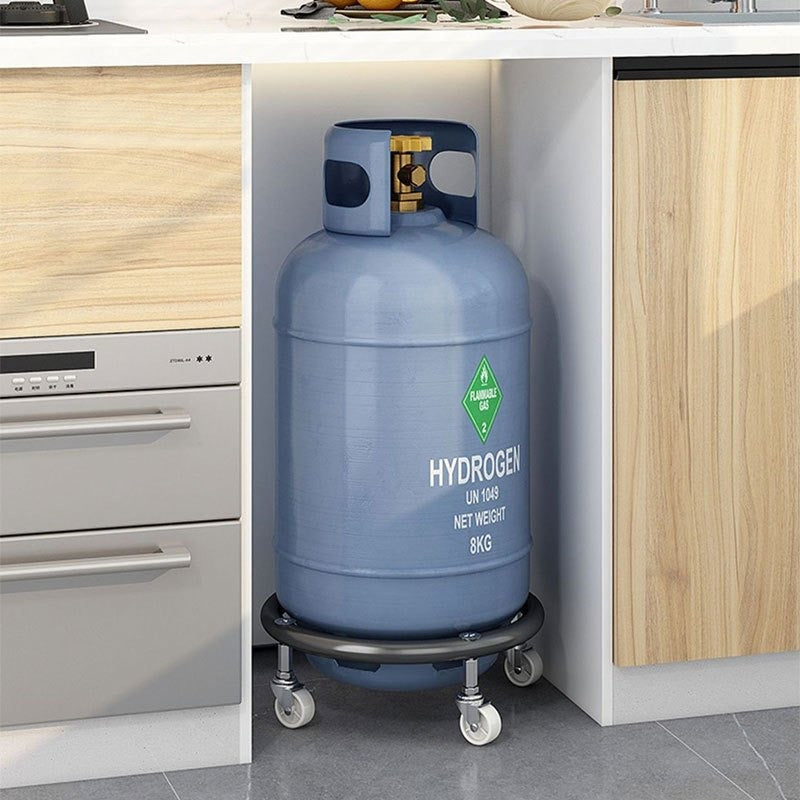 Propane Tank Dolly with 4 Locking Wheels – Heavy Duty Gas Cylinder Cart & Movable Base for Tanks, Garden Pots & Storage