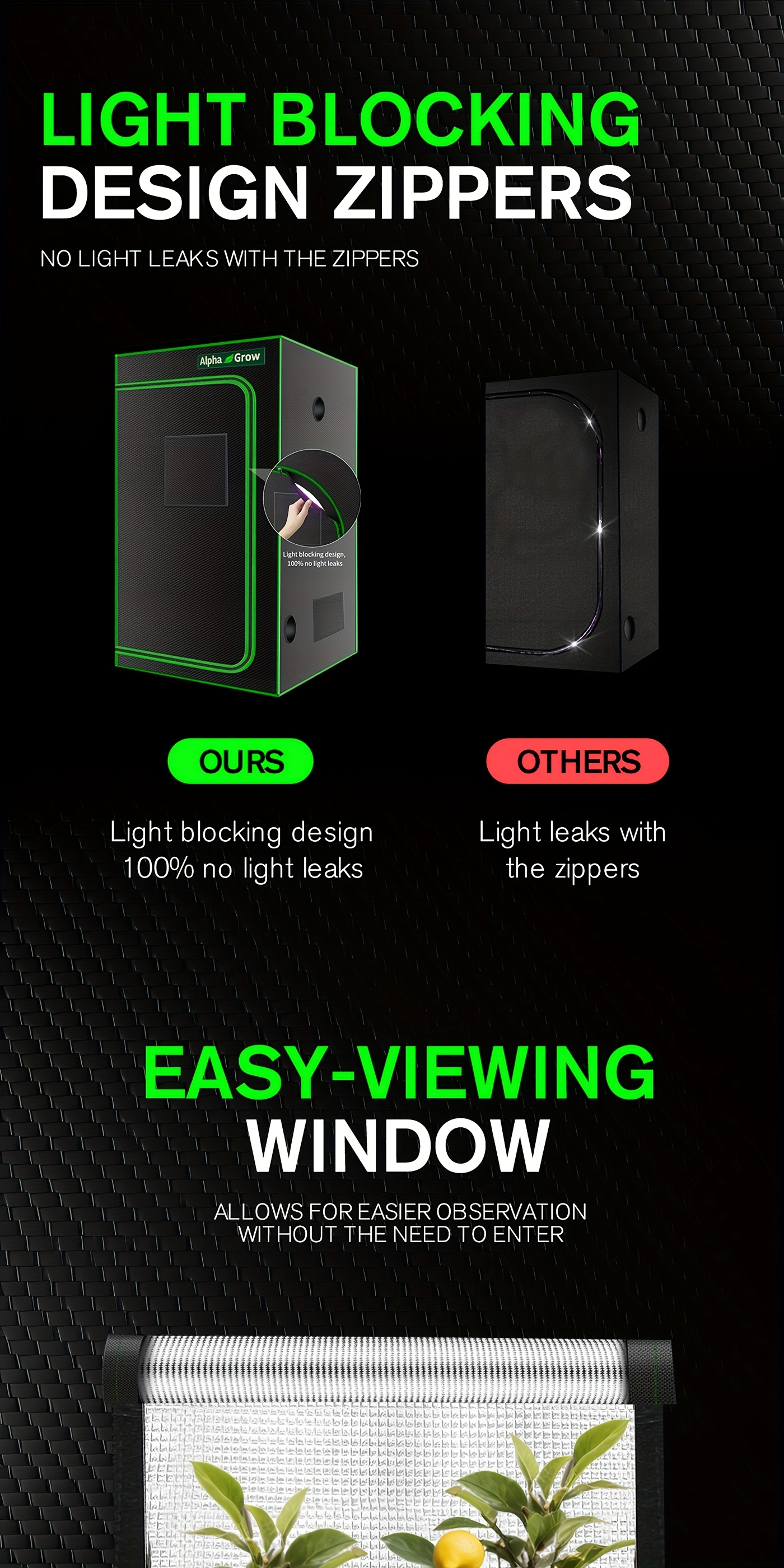Hydroponic Grow Tent 1680D Mylar 100% Reflective with Tray & Observation Window, Indoor Plant Tent for Seedling to Flowering, Fits Closet & Balcony, Multiple Sizes