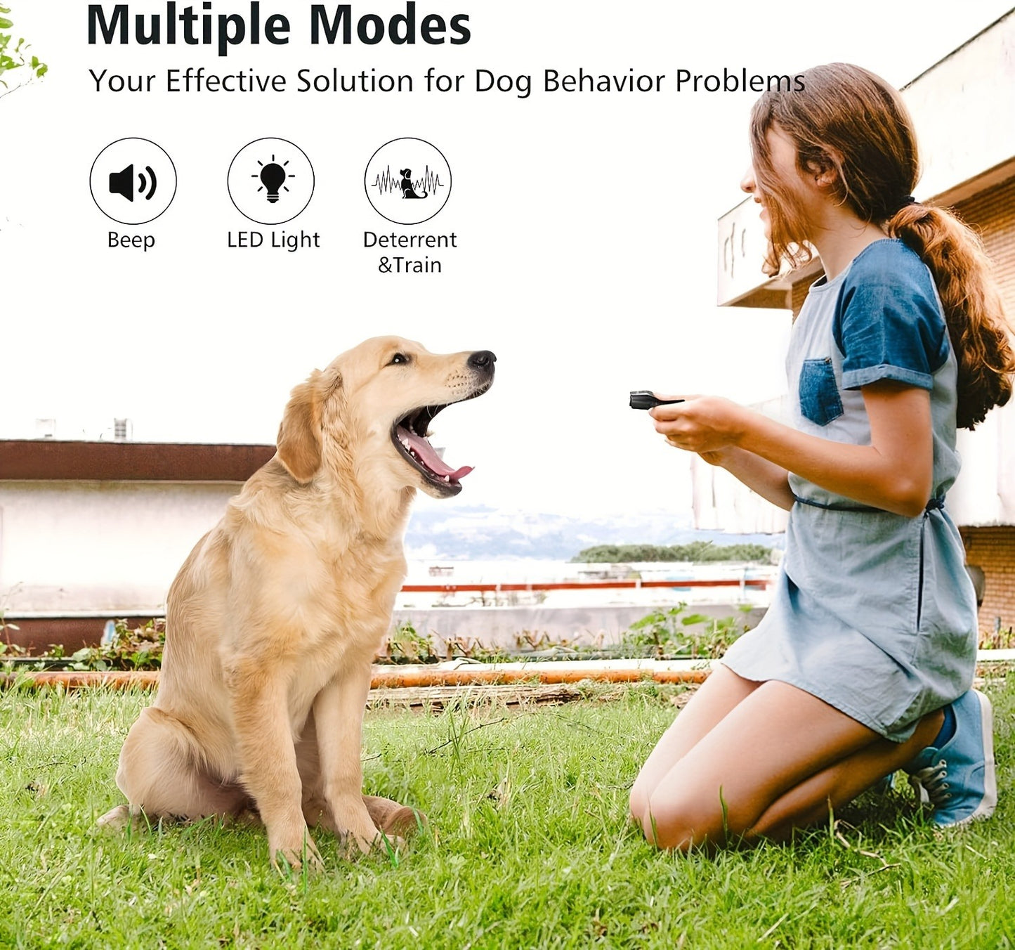 Ultrasonic Dog Bark Control Device 3-in-1 Anti Barking Deterrent Trainer 3 Frequency Modes 16.4Ft Range Rechargeable LED Wrist Strap Indoor Outdoor