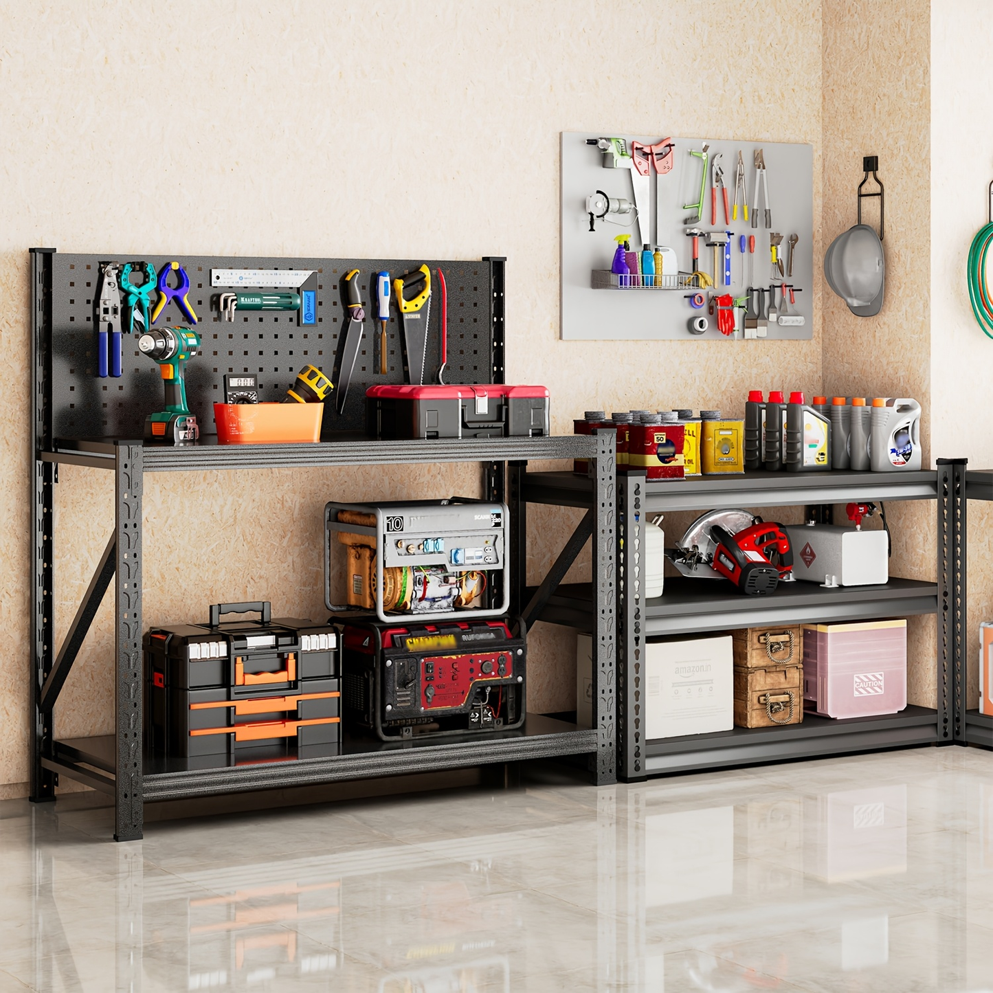 Metal Storage Shelf 4-Tier Heavy Duty Shelving Unit 47.2" Freestanding Garage Storage Rack for Kitchen Pantry Basement Workshop