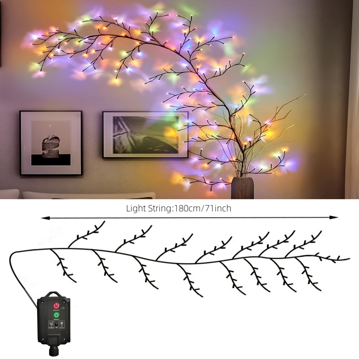 Solar Willow Vine Fairy Lights 96 LED 8 Modes 5.9ft