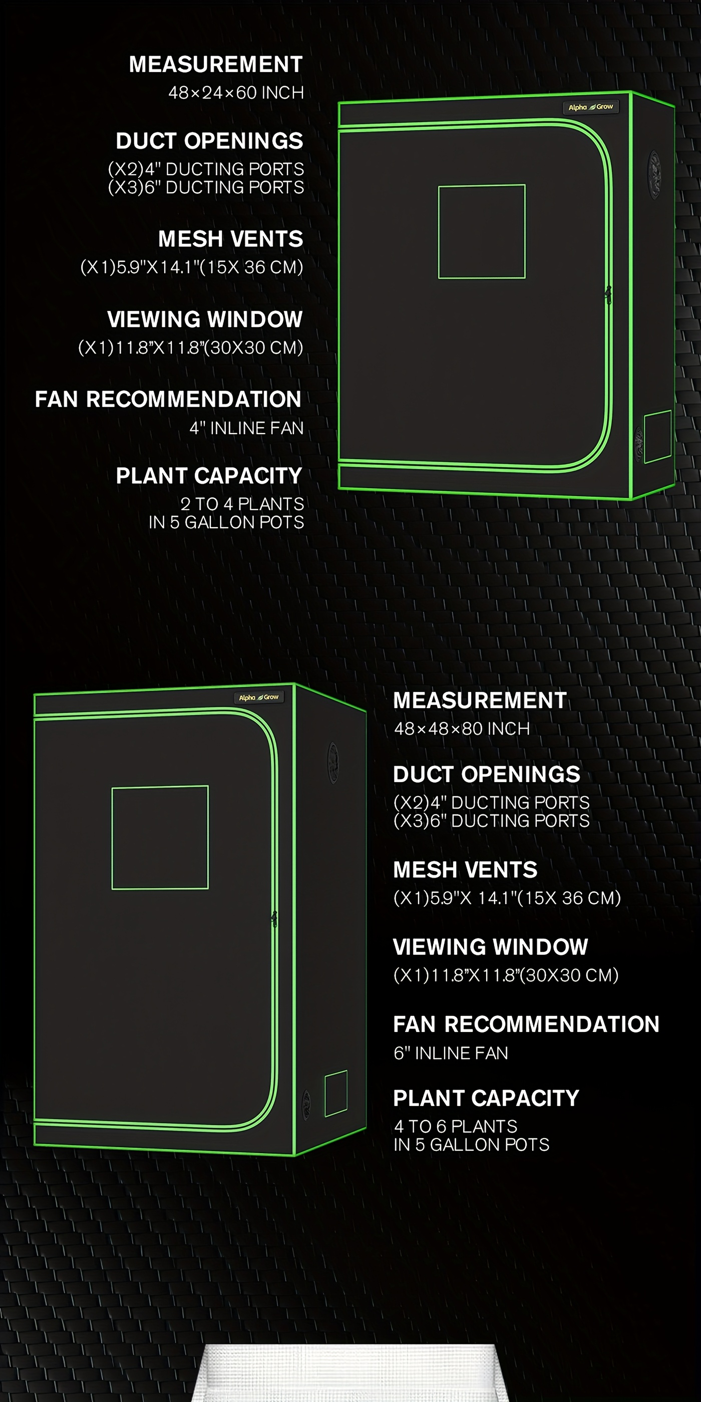 Indoor Grow Tent 1680D Lightproof with Viewing Window, Floor Tray & No-Tool Assembly, Hydroponic Setup for Seedling & Vertical Flowering, Multiple Sizes 2x2 to 4x4ft