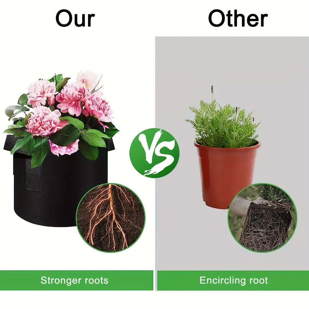 Grow Bags 5 Gallon Felt with Handles 10 & 20 Pack | Aeration Nonwoven Fabric Pots | Air Pruning Planter for Vegetables Tomatoes Potatoes Flowers Indoor Outdoor