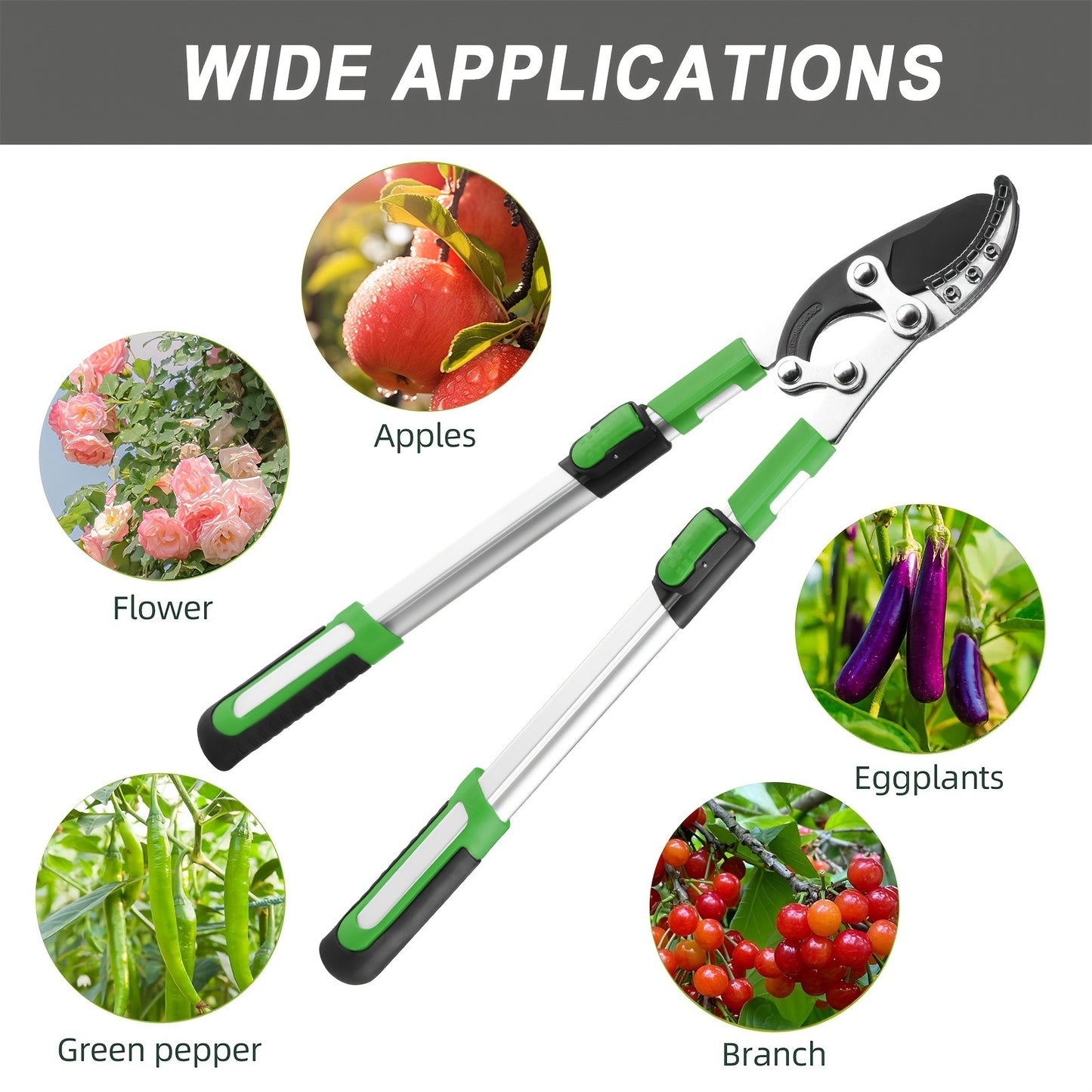 Extendable Pruning Shears 22-27.5 Inch - SK5 Steel Blades Cut 2.5" Branches, Shock-Absorbing Ergonomic Handle, Long Reach Tree & Shrub Trimmer for Hedges