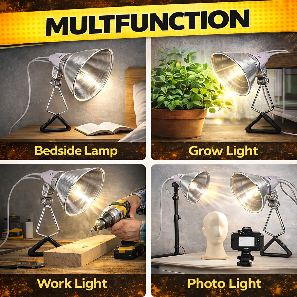 Clamp Light Fixture 8.5 Inch 150W Max E26 Socket Aluminum Reflector 360° Adjustable | Work Light for Grow Workshop Photography Bedside Studio 2-Pack