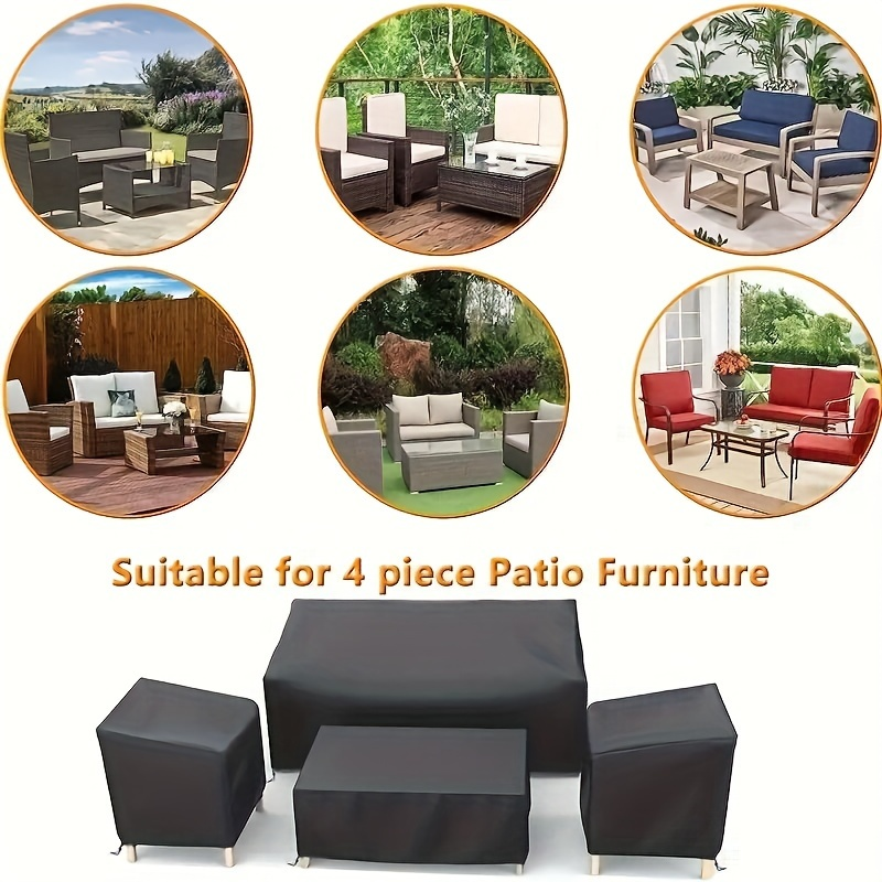 Patio Furniture Cover Set Waterproof Heavy Duty – Loveseat 56"L×30"W×30"H, 2 Chair Covers 32"L×30"W×30"H, Coffee Table Cover 45"L×25"W×13"H