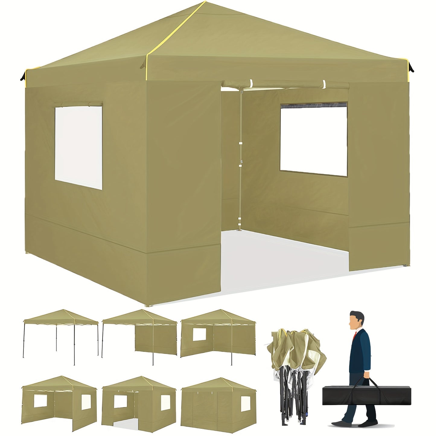Pop Up Canopy Oxford UV Block Mesh Windows | Beach Camping Party Tent