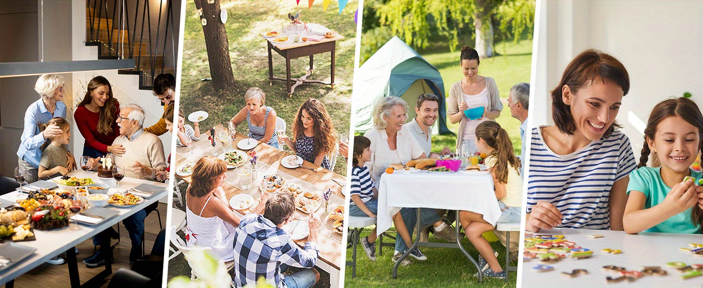 Round Folding Table 48" / 60" Bi-Fold HDPE 1.75" Thick Top Rust-Resistant Steel Frame for Wedding, Party & Commercial Events — 1, 2 or 4 Pack
