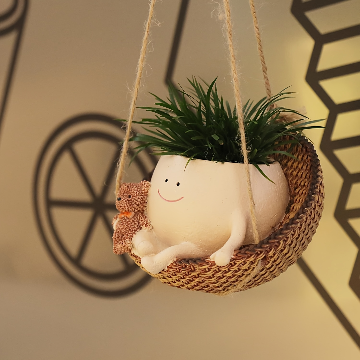 Cute Hanging Planters with Funny Face & Bear Design – Unique Decorative Flower Pots for Indoor Plants, Home, Office & Garden – Fun Plant Gift for Mom