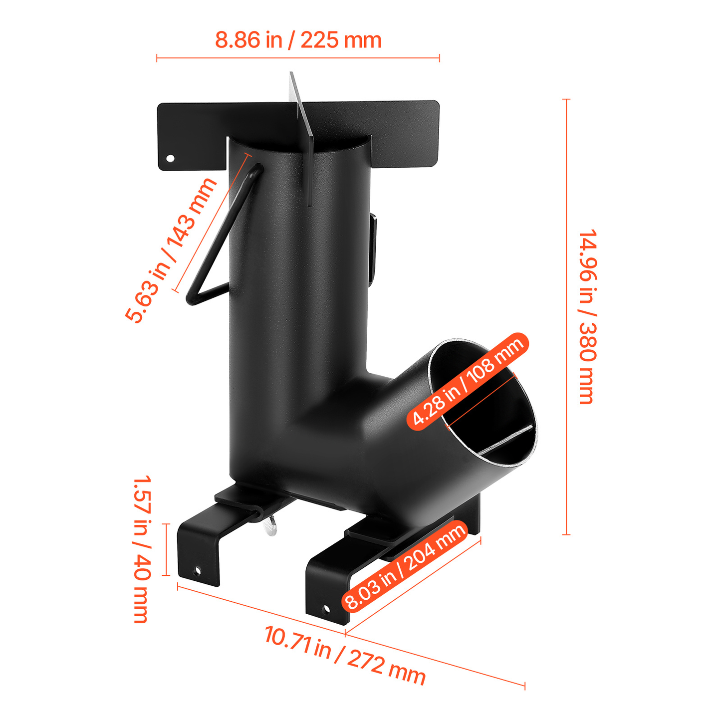 Rocket Stove Wood Burning Portable Camping Stove Carbon Steel Cast Iron Top with Storage Bag Outdoor Cooking Stove