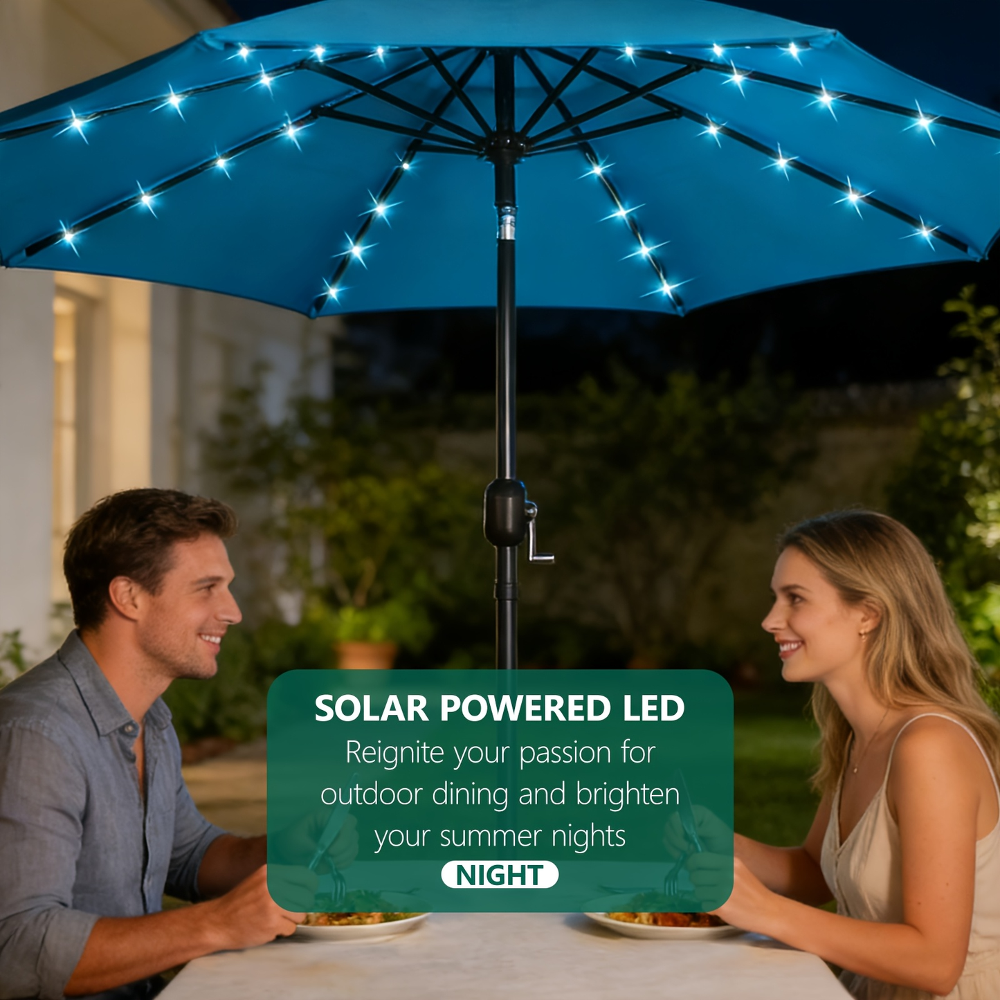 Outdoor Umbrella 9FT Solar LED Lights for Patio Garden Pool Beach