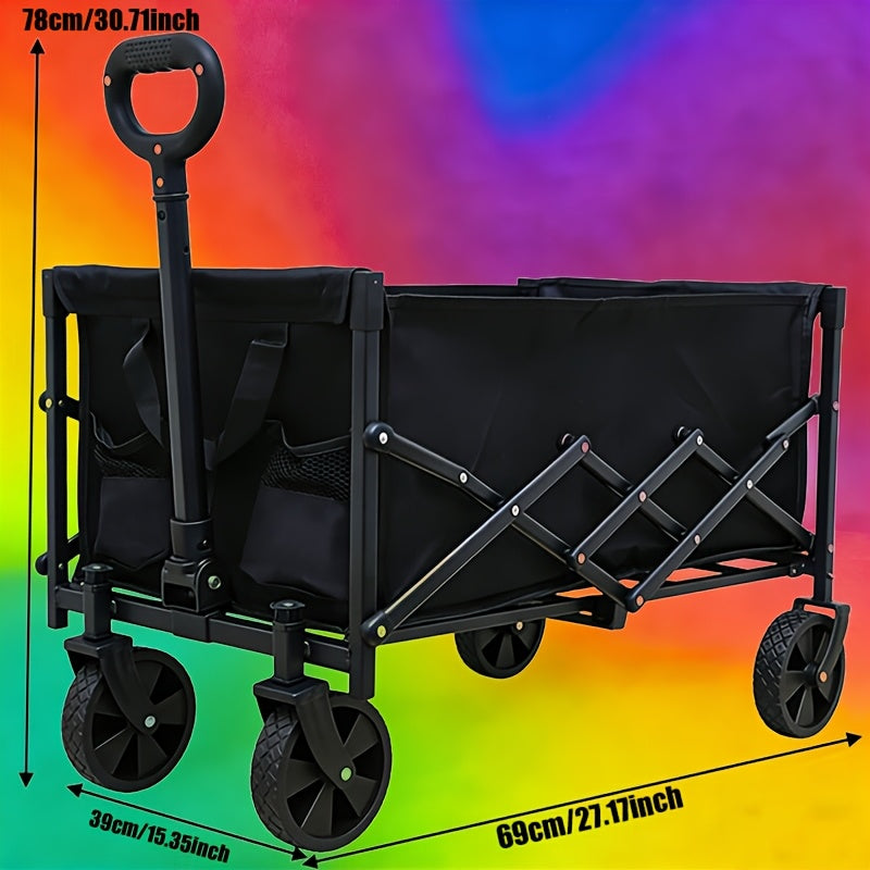 Folding Wagon Cart Heavy Duty 1100 LB Capacity Collapsible Garden Cart with Silent Swivel Wheels Tailgate for Camping Beach Picnic Shopping Outdoor