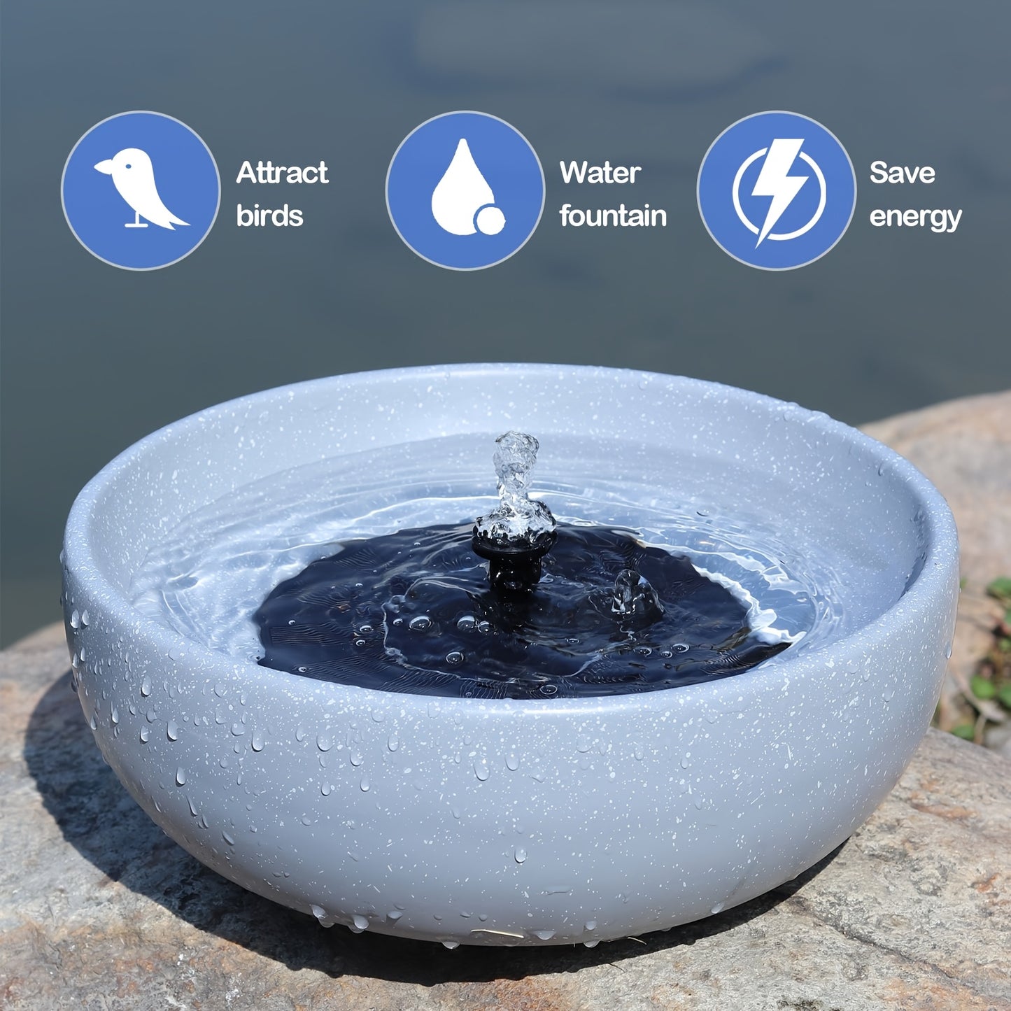 Bird Bath Solar Fountain 11.2" Outdoor Bubbler – Garden Decor