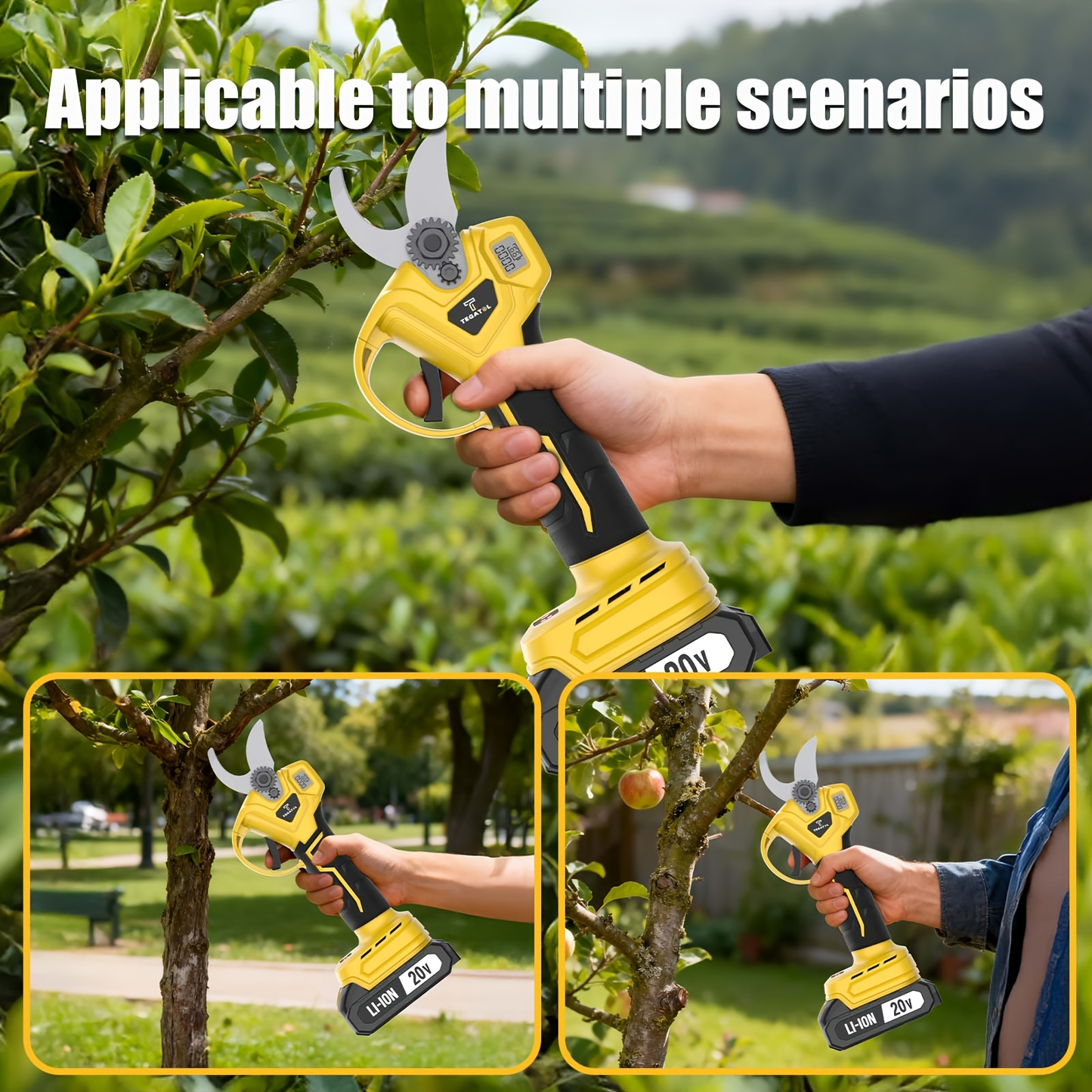 20V Cordless Pruning Shears Upgraded Electric Tree Pruner with Display Screen, Replaceable Blade, 1 or 2 Batteries & Storage Bag for Branch Cutting & Garden Pruning