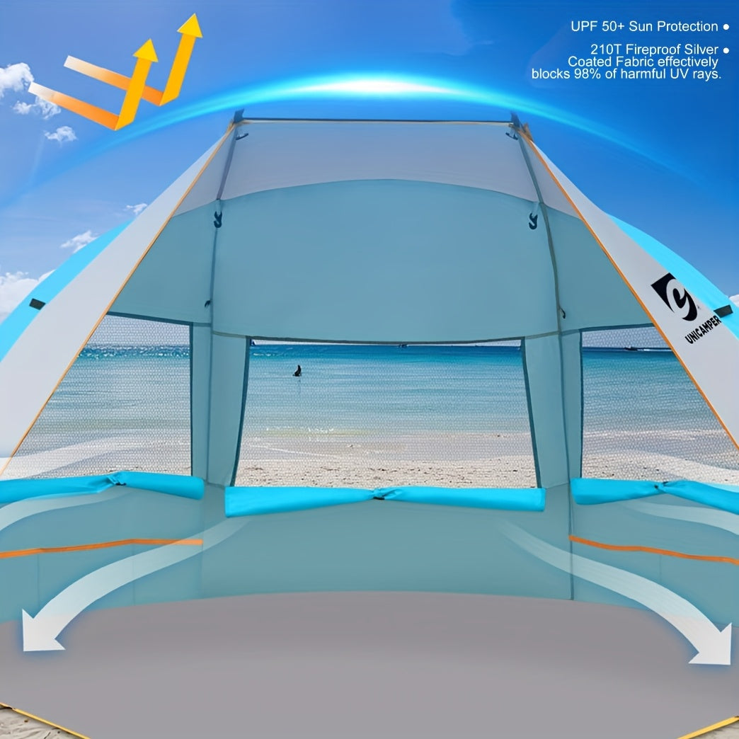 Beach Tent 3 Person Sun Shelter UPF 50+ Portable Shade Easy Setup
