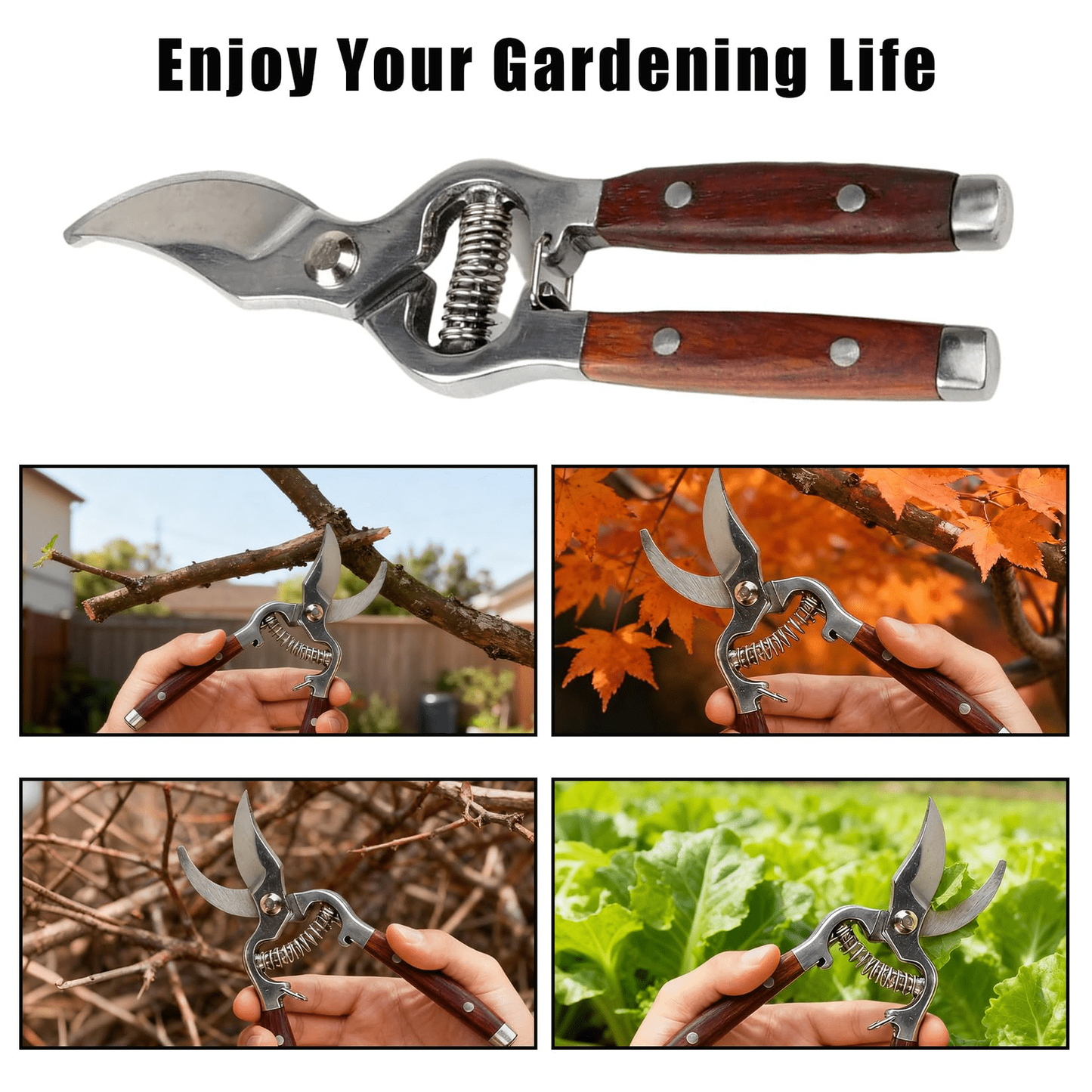 Garden Scissors 2-Pack Pruning Shears Set Curved and Straight Bypass Blades 8-Inch Ultra Sharp Plant Trimming Scissors for Flowers Herbs Bonsai Indoor Outdoor