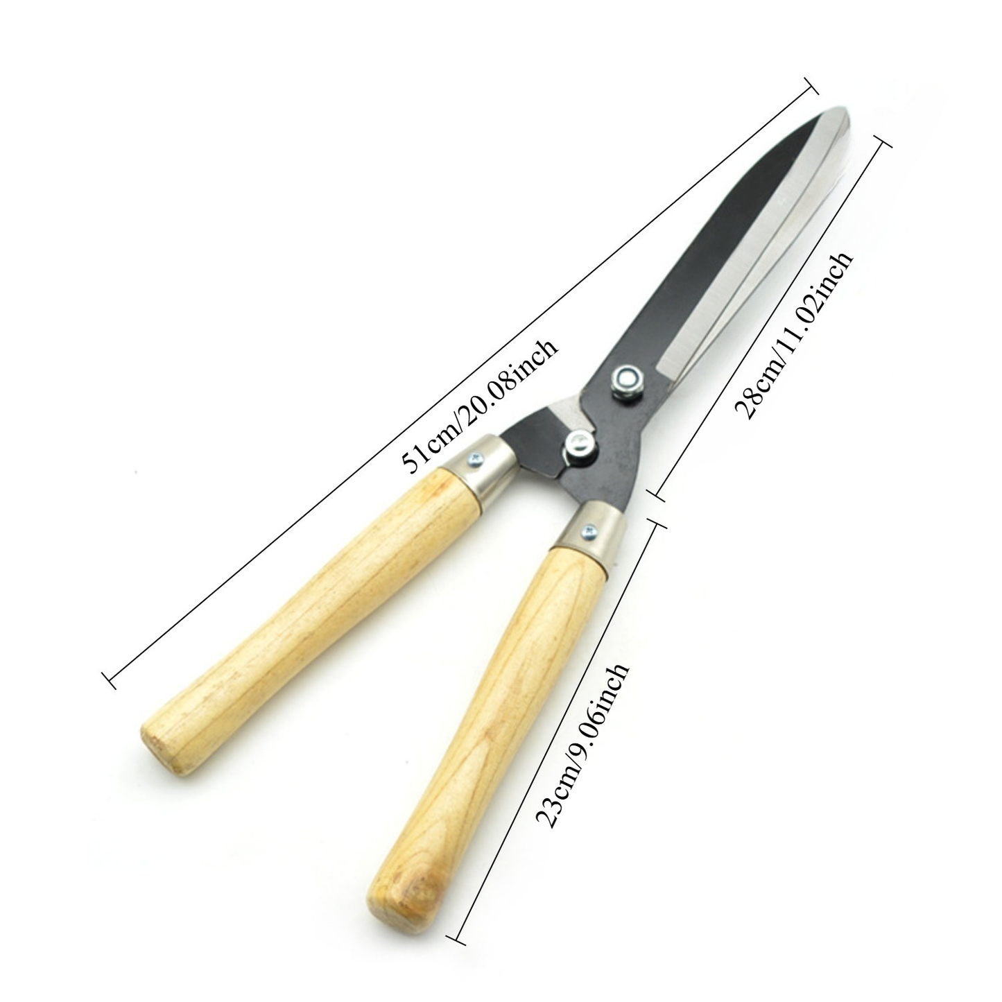Hedge Shears 11-Inch Extra-Long Carbon Steel Blade, Heavy Duty Garden Scissors with Ergonomic Walnut Handle for Lawn Edging, Bushes, Hedges & Topiary Trimming