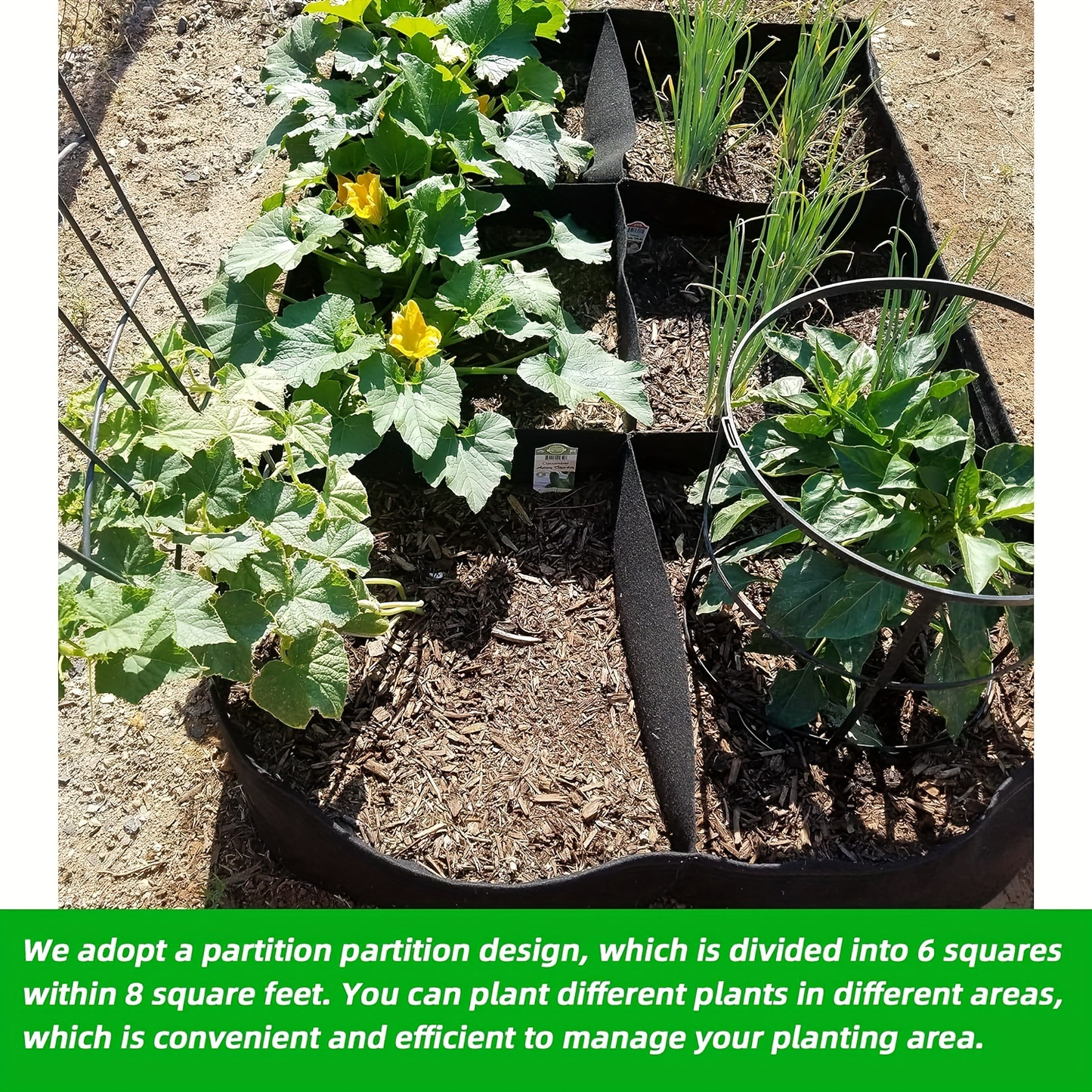 Raised Bed Grow Bag 128 Gallon 6 Grids 48x24x12 Inch | Breathable Fabric Planter for Vegetables Potatoes Flowers | Rectangle Garden Bed Indoor Outdoor
