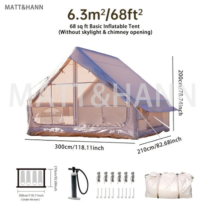 Inflatable Camping Tent 4-8 Person Air Cabin Glamping UV Protection