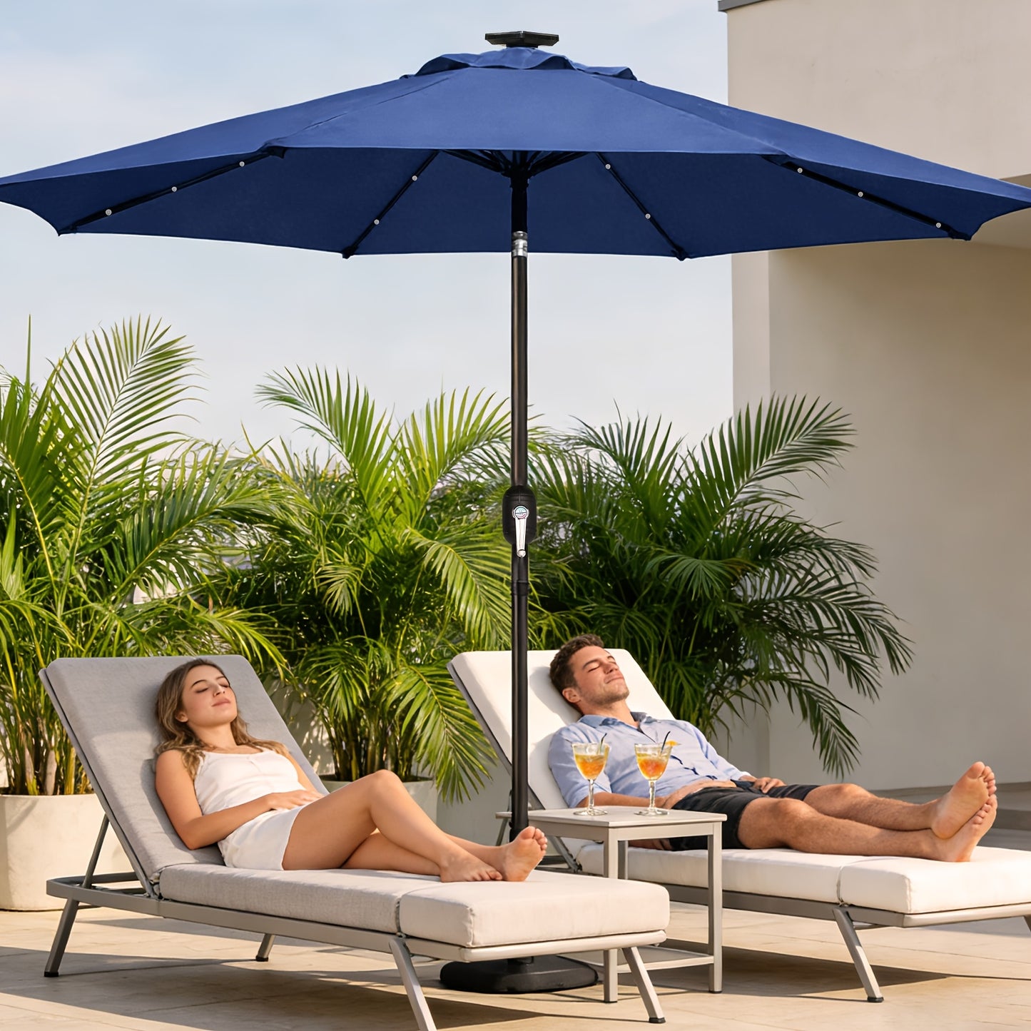 Outdoor Umbrella 9FT Solar LED Lights for Patio Garden Pool Beach