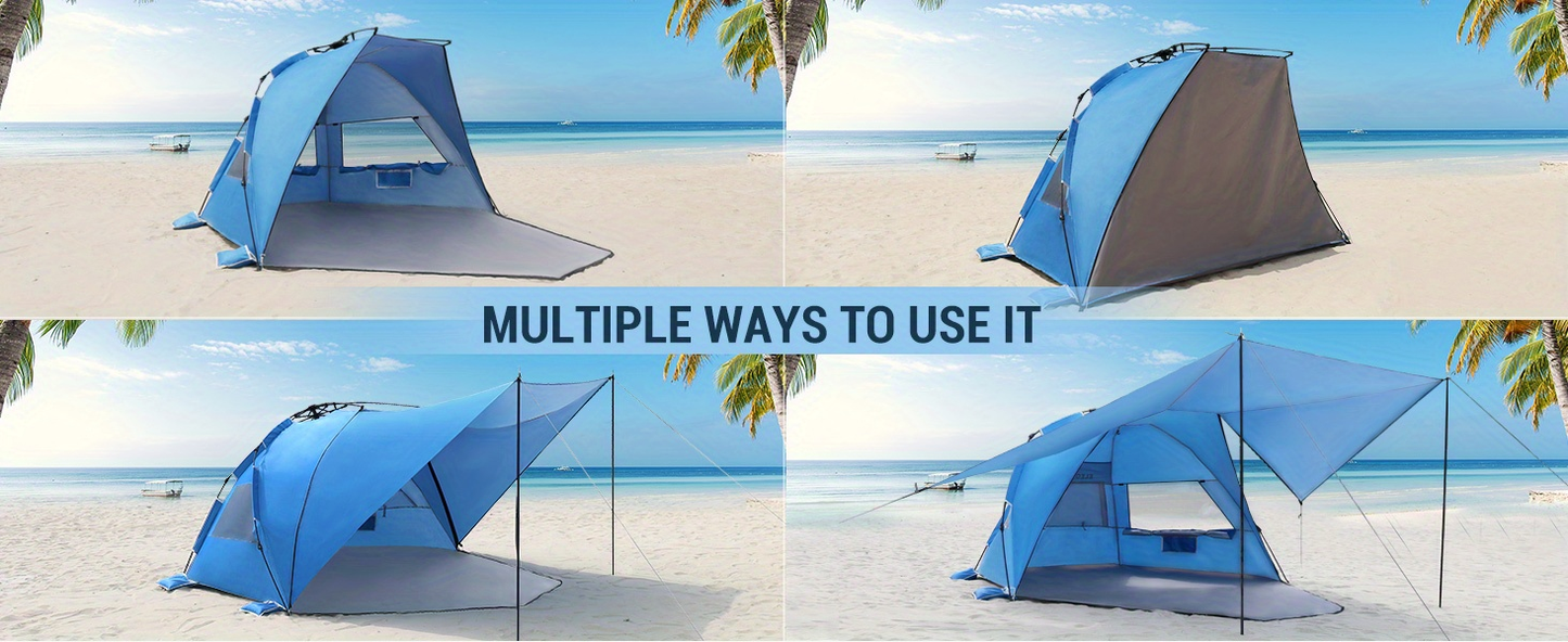 Beach Tent 4-6 Person UPF 50+ 360° Canopy Pop Up Sun Shade Shelter