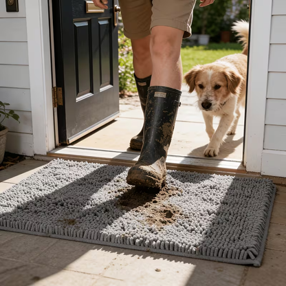 Chenille Dog Door Mat Super Absorbent Muddy Paws Non-Slip Washable Pet Rug Quick Dry Gingham Entryway Mat Indoor Outdoor Multiple Sizes & Colors