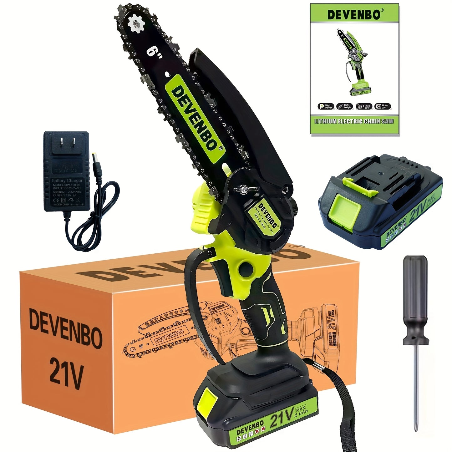 Cordless Mini Chainsaw 6-Inch, Handheld Pruning Saw with Rechargeable Battery, Adjustable Chain Tension, Safety Lock & Anti-Splash Guard for Branch Trimming in Yard, Garden & Home