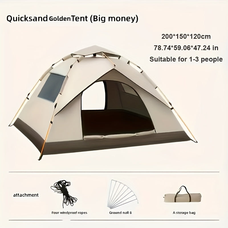 Instant Setup Camping Tent 1-4 Person All Season Dual Door Windproof
