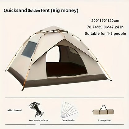 Instant Setup Camping Tent 1-4 Person All Season Dual Door Windproof
