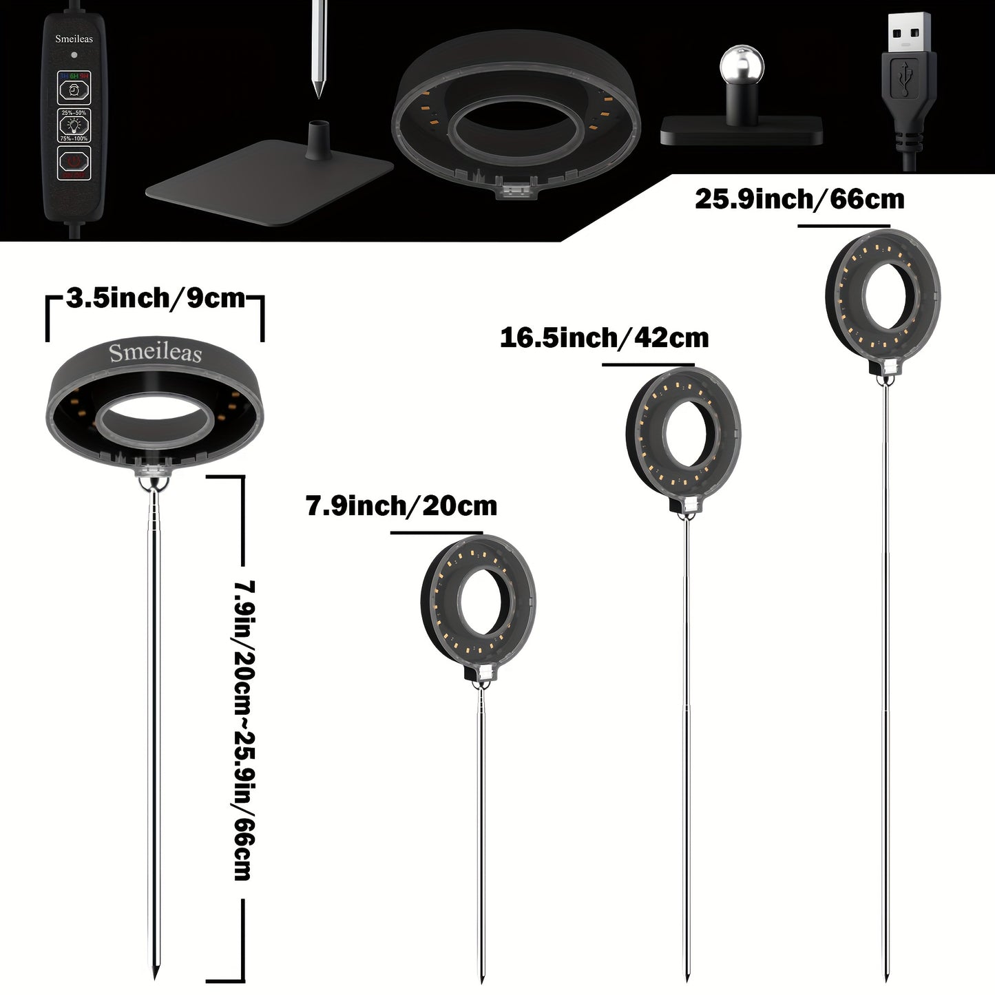 Magnetic Grow Light with 360° Adjustable Head – Full Spectrum Plant Growth Lamp with Auto Timer, 4-Level Dimmer & Adjustable Height for Indoor Herbs, Flowers & Seedlings, 2pc or 6pc