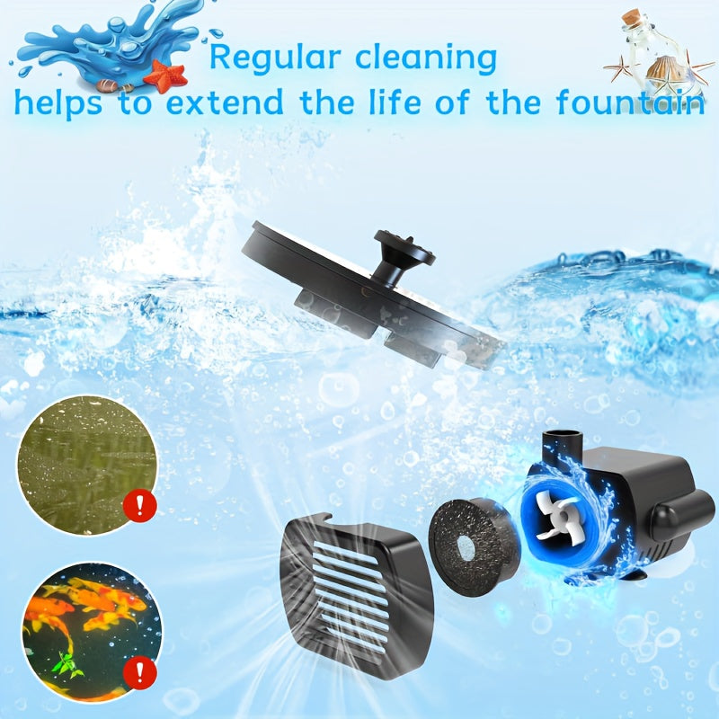 Solar Fountain Pump | 6 Nozzle IPX8 Bird Bath Garden Pool Pond Float