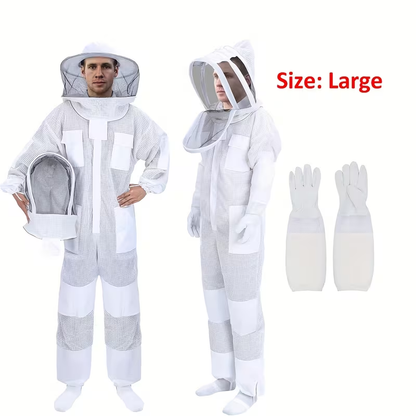 Beekeeping Suit Triple Layer Sting-Resistant Gloves 2 Veils S-3XL