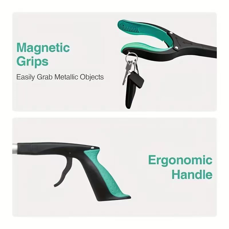 Grabber Tool Reacher 32-Inch Foldable Telescopic - 360° Rotating Jaws & Magnetic Tip Litter Picker, Lightweight Easy-Grip Reaching Tool for Elderly, Disabled & Garden Pickup