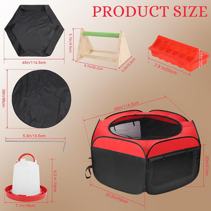 Chicken Brooder Tent Bundle | Chick Playpen Feeder Waterer Perch Kit