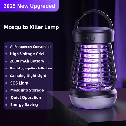 Bug Zapper Rechargeable 3-in-1 with UV Light & 2000V Electric Grid – Portable Mosquito Killer for Indoor & Outdoor Use, 2000mAh Battery, SOS Light, Garden, Yard, Camping, Bedroom