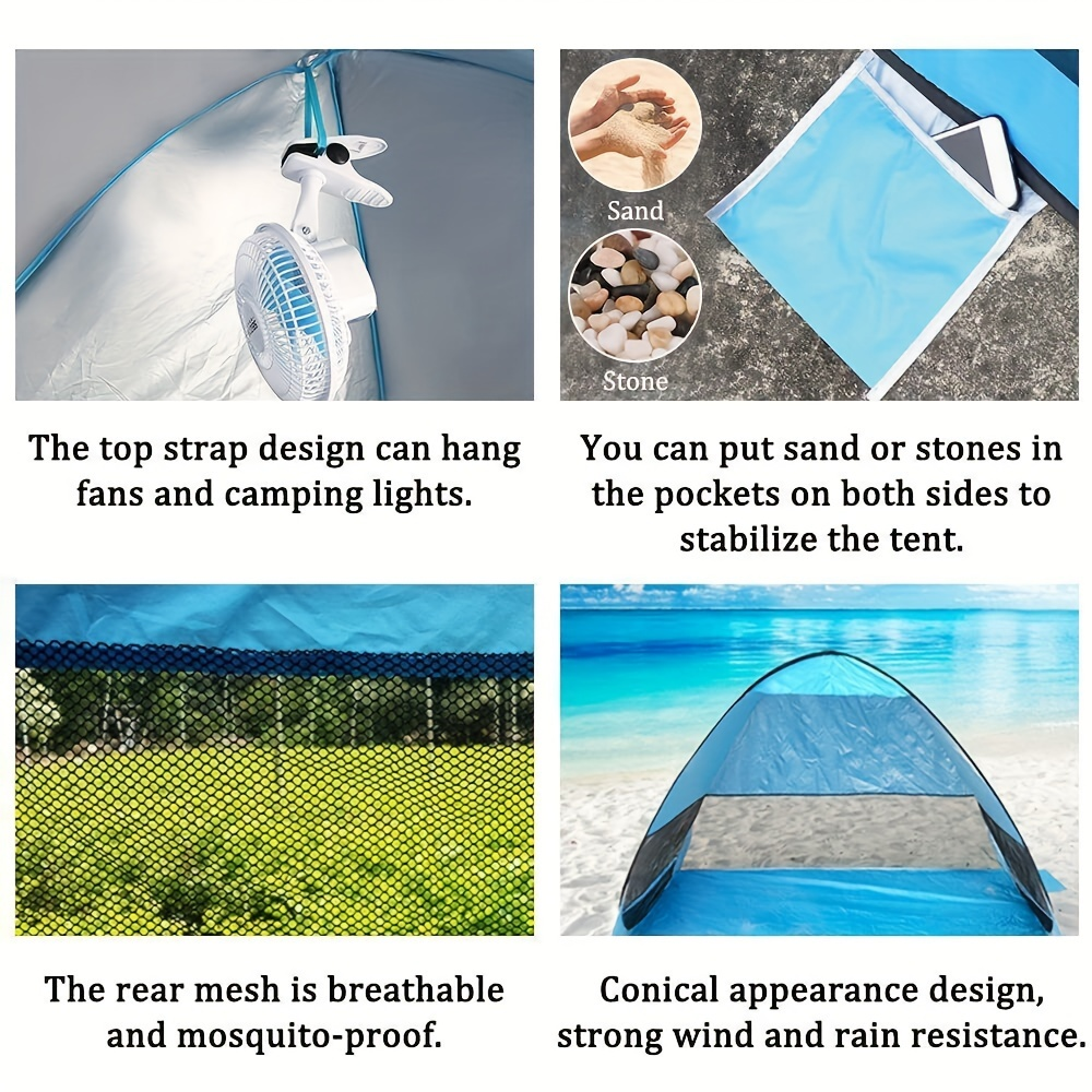 Beach Tent Pop Up Sun Shade 2-3 Person Anti-UV with Carry Bag