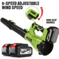 Green adjustable speed:600CFM-2*4000mAh batteries