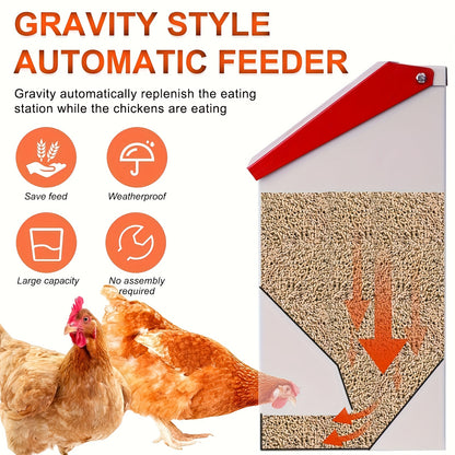 Chicken Feeder | Automatic Metal Galvanized Waterproof Wall Mount Coop