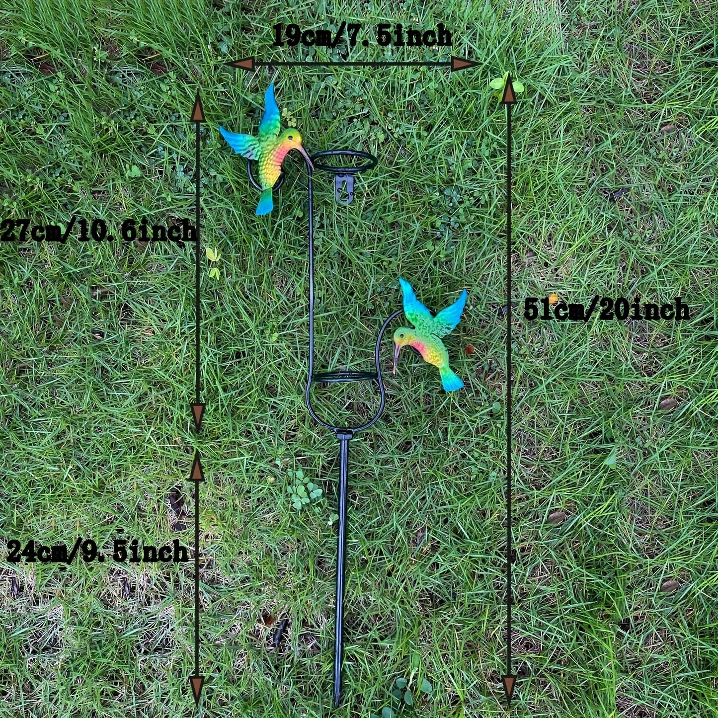 Rain Gauge | Hummingbird Garden Art Metal Frame Outdoor Yard Decor