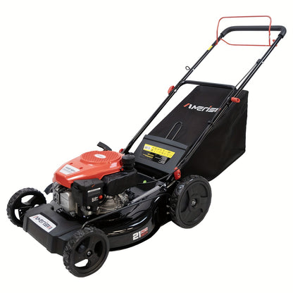Gas Lawn Mower 21-Inch 144cc/170cc Push & Self-Propelled 2-in-1/3-in-1 Mulching, 6-Position Height Adjustment, High Rear Wheels, Foldable Handle