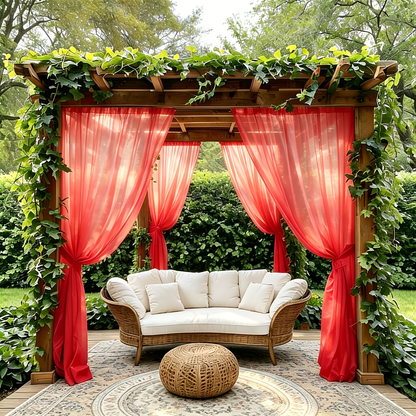 Sheer Curtains Outdoor Voile Drapes 6 Pack – Semi-Transparent Light Filtering Grommet Top Panels for Porch Patio Pergola Balcony Pool Privacy