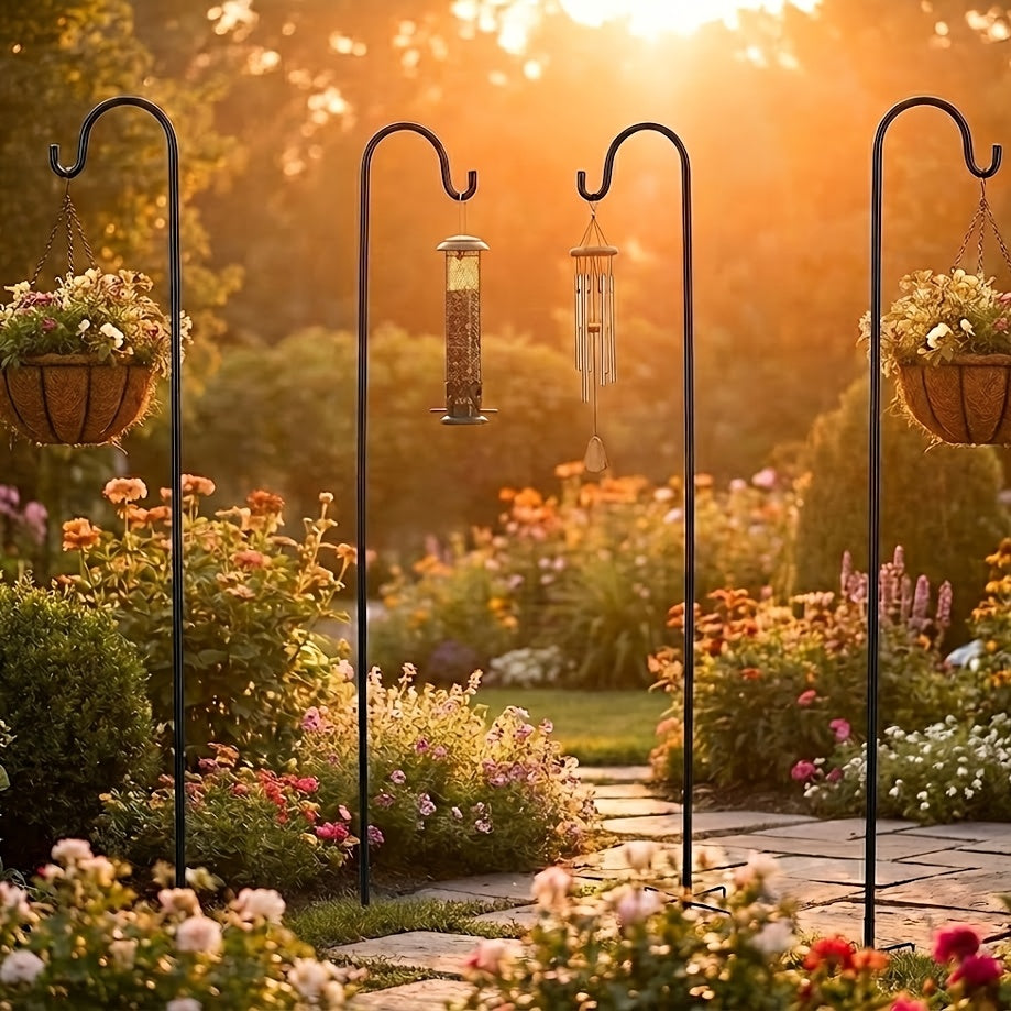 Shepherd Hooks 4 Pack Heavy Duty Metal Garden Stakes for Hanging Plant Baskets Solar Lights Bird Feeders Wind Chimes Outdoor Decor 47 & 63 Inch